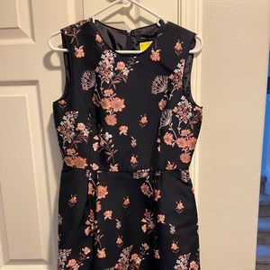 Navy blue floral dress knee length